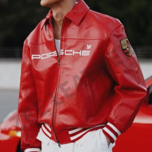 Porsche style leather Jacket Embroidery