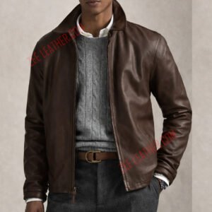 Plain Brown Leather Jacket – Genuine Cowhide Leather